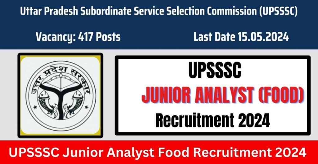 UPSSSC UP Junior Analyst Food Recruitment 2024