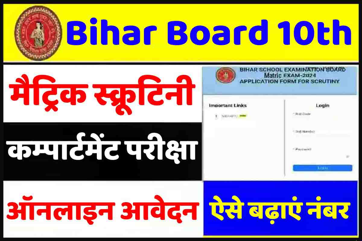 Bihar Board Class 10th Matric Compartment / Scrutiny Online Form 2024